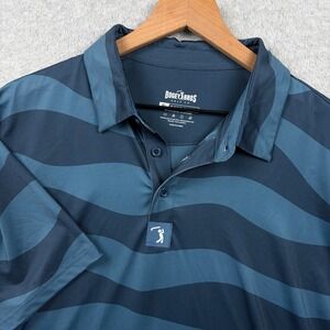 Bogey Bros Polo Shirt Mens XL Blue Striped Wavey Golf Performance Stretch